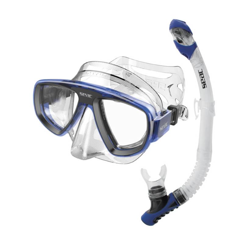 [074943] MASQUE SEAC COMBO EXTREME DRY (JUPE : TRANSPARENT / CERCLAGE : BLEU)