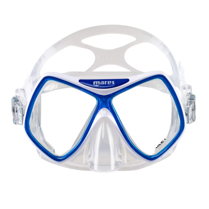 [005818] MASQUE MARES RIDLEY (JUPE : TRANSPARENT / CERCLAGE : BLEU-BLANC)