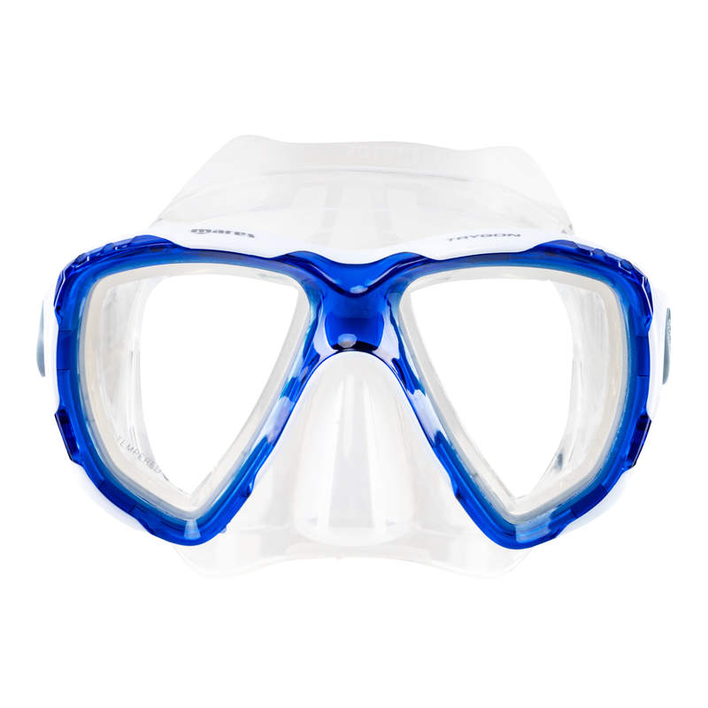 [005879] MASQUE MARES TRYGON (JUPE : TRANSPARENT / CERCLAGE : BLEU-BLANC)