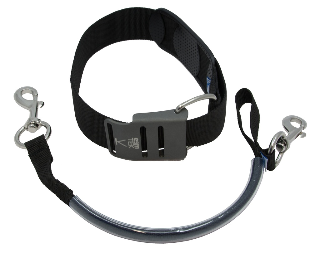 [048534] FIXATION POUR BLOC DÉCO ESM 2 MOUSQUETONS INOX 120 MM, SANGLE BOUCLE ALU (ORANGE)