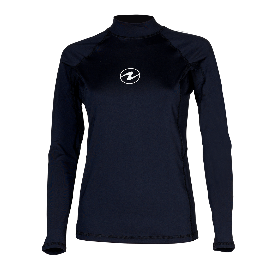 [056583] RASH GUARD AQUALUNG SLIM FIT MANCHES LONGUE FEMME (L, NOIR)